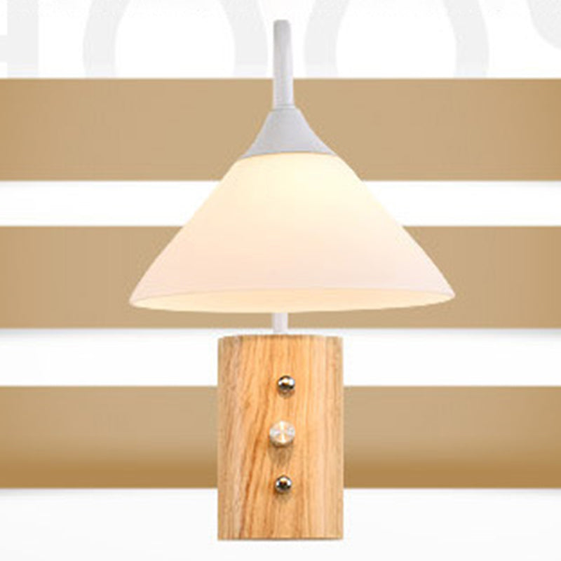 11.8 "H glaskegel schaduw eenvoud houten wandlamp metaal zwanenhals arm 1-lichtsconcuslichten met onafhankelijke schakelaar