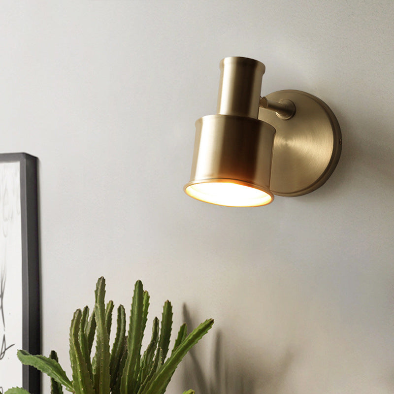 1-Light Simplicity Brass Wall Sconce Angle Adjustable Design Postmodern Style Wall Mount Light for Bedroom