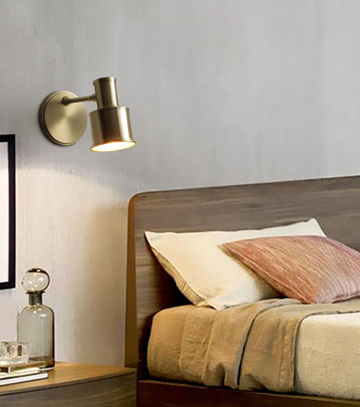 1-Light Simplicity Brass Wall Sconce Angle Adjustable Design Postmodern Style Wall Mount Light for Bedroom