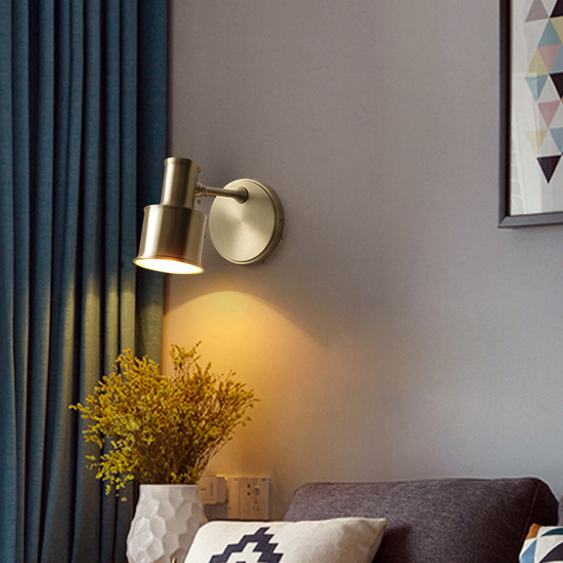 1-Light Simplicity Brass Wall Sconce Angle Adjustable Design Postmodern Style Wall Mount Light for Bedroom