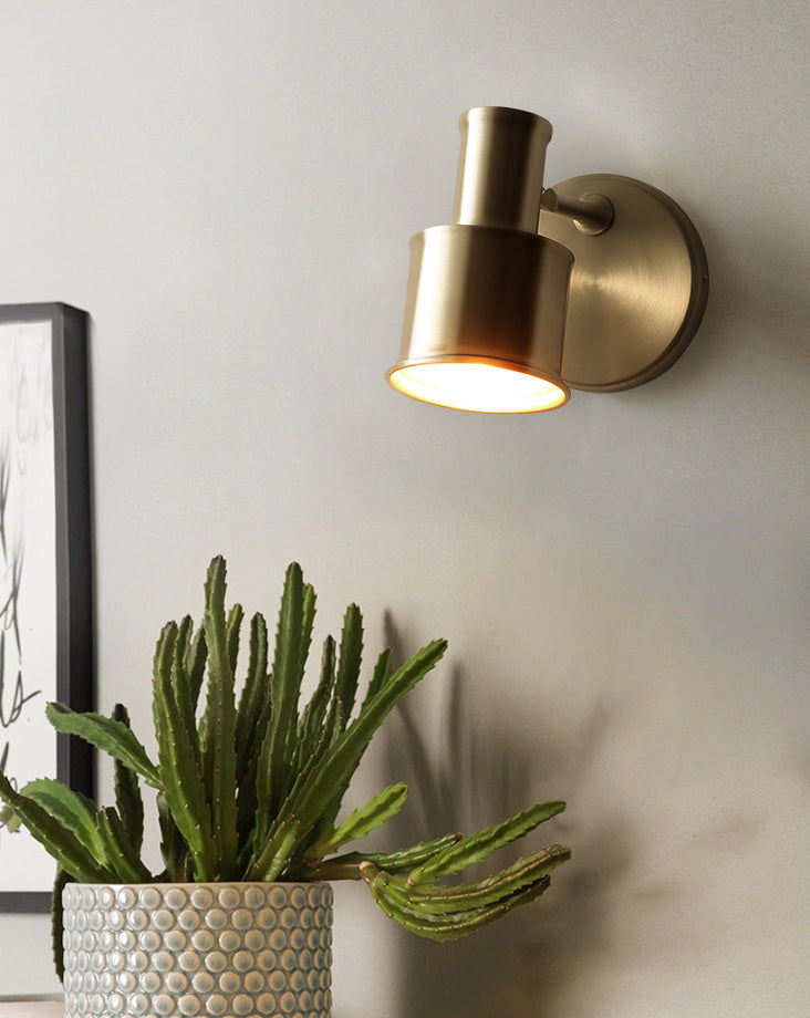 1-Light Simplicity Brass Wall Sconce Angle Adjustable Design Postmodern Style Wall Mount Light for Bedroom