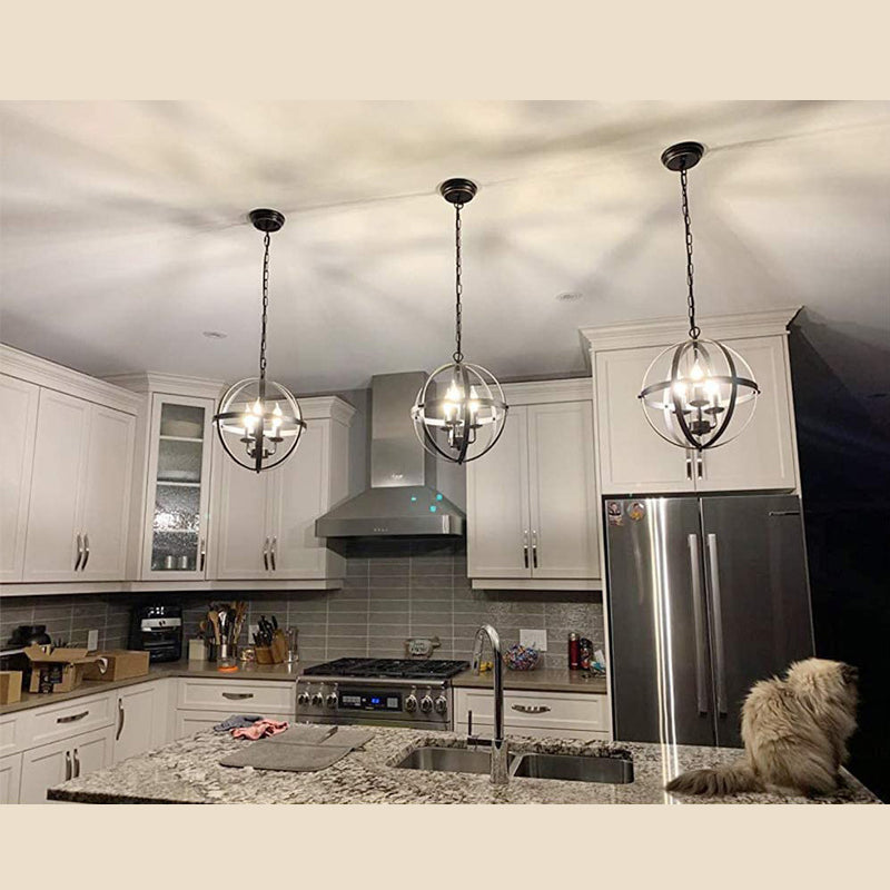 Industrial Hanging Pendant Metal Cage Frame Room Indoor Light for Living Room