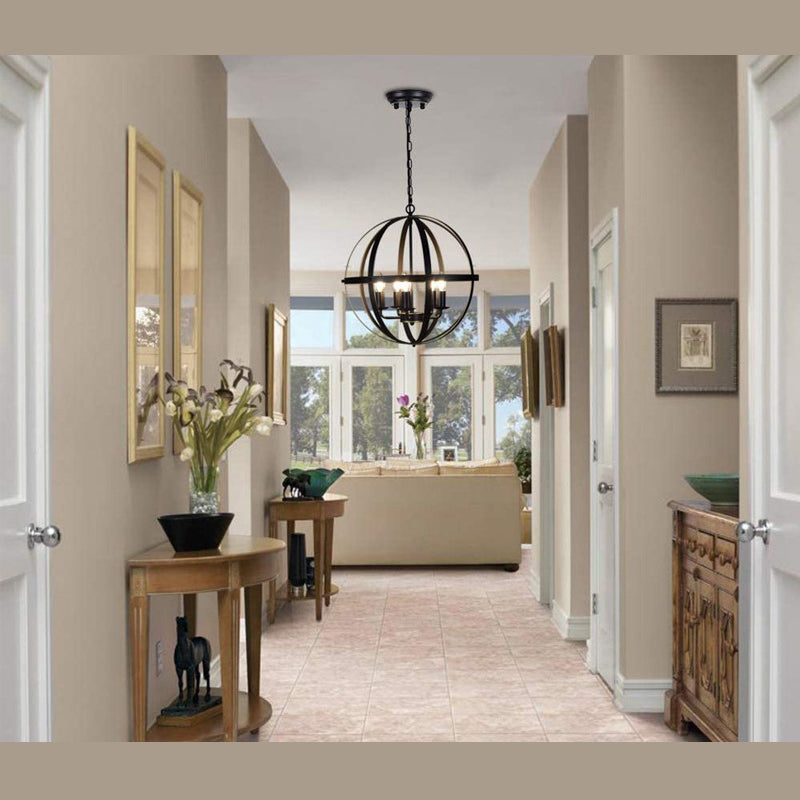 Industrial Hanging Pendant Metal Cage Frame Room Indoor Light for Living Room