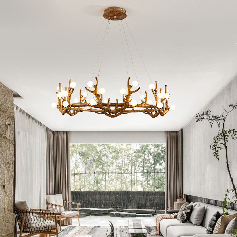Deer Antler Wood Chandelier Light Fixture Rustic Dining Room Chandelier Pendant Light