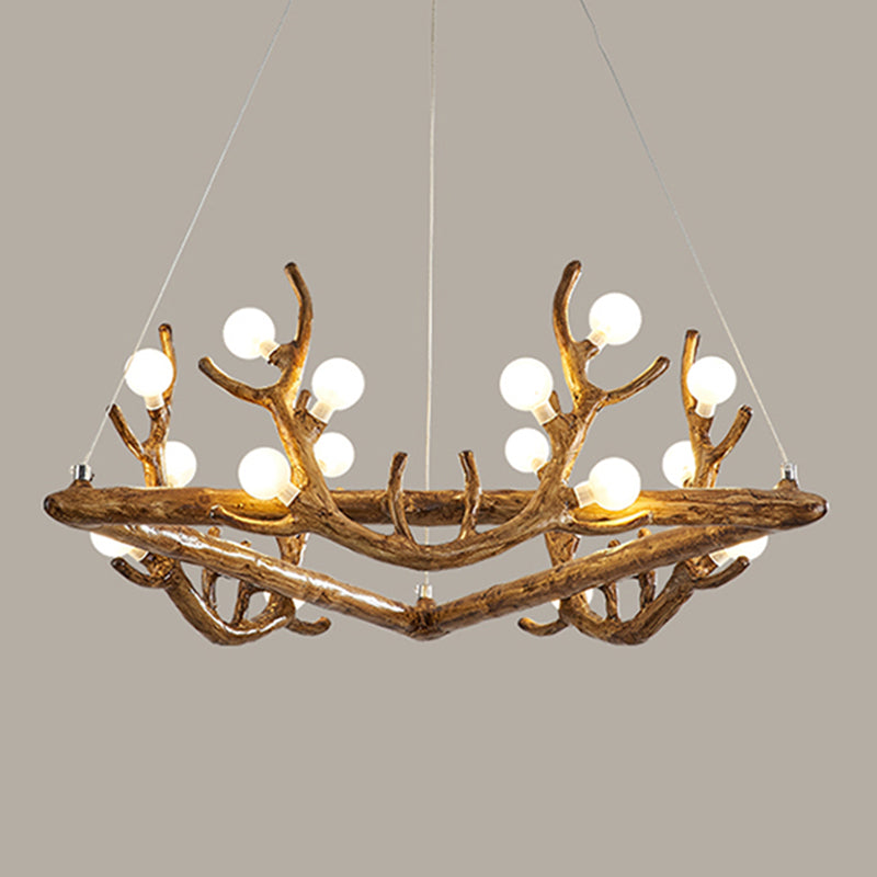 Deer Antler Wood Chandelier Light Fixture Rustic Dining Room Chandelier Pendant Light