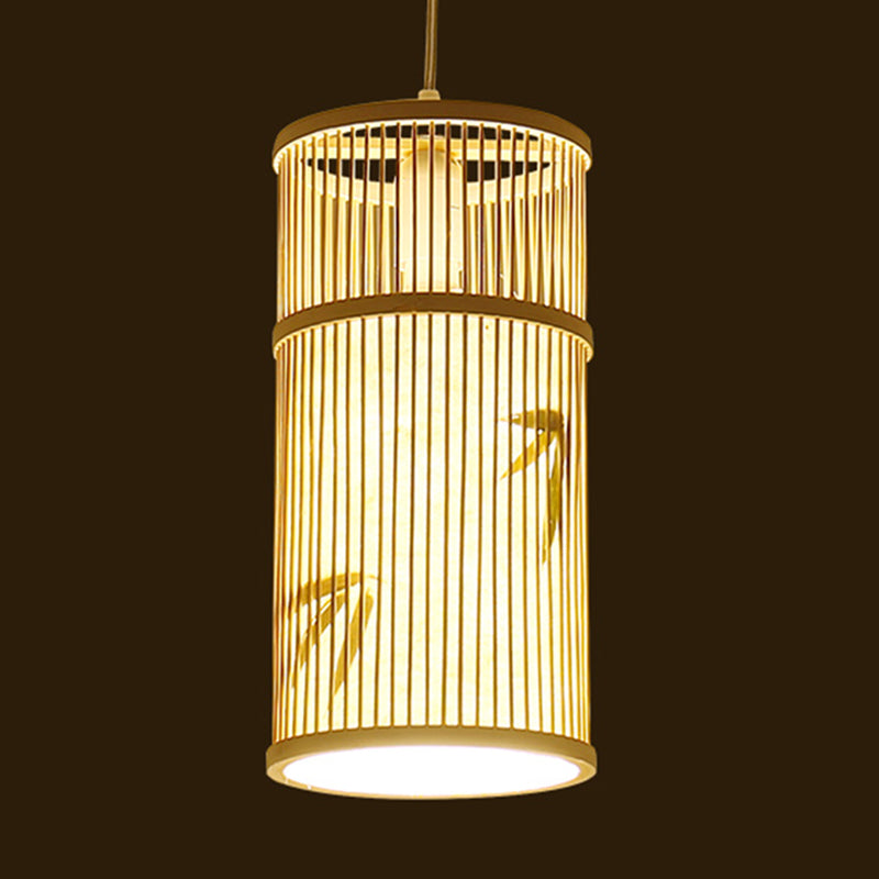 Moderne esthetiek cilindrische suspensie licht houten single-bulb gang hanglamp met hanglamp