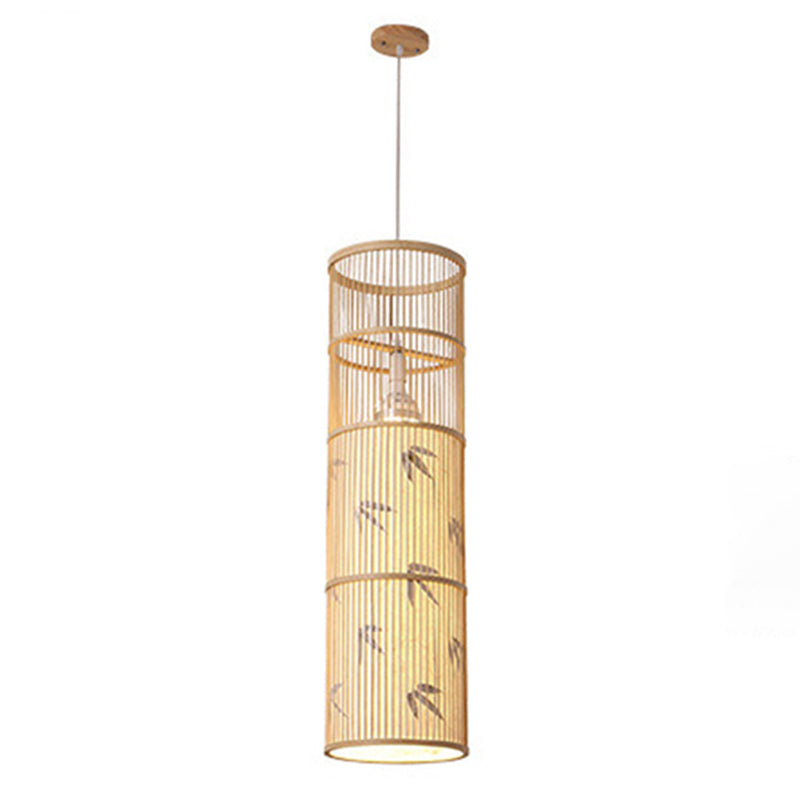 Moderne esthetiek cilindrische suspensie licht houten single-bulb gang hanglamp met hanglamp