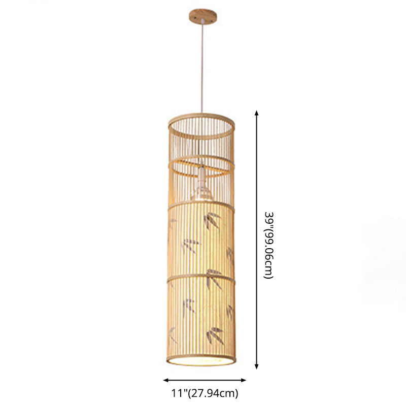 Moderne esthetiek cilindrische suspensie licht houten single-bulb gang hanglamp met hanglamp