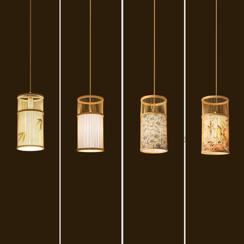 Moderne esthetiek cilindrische suspensie licht houten single-bulb gang hanglamp met hanglamp