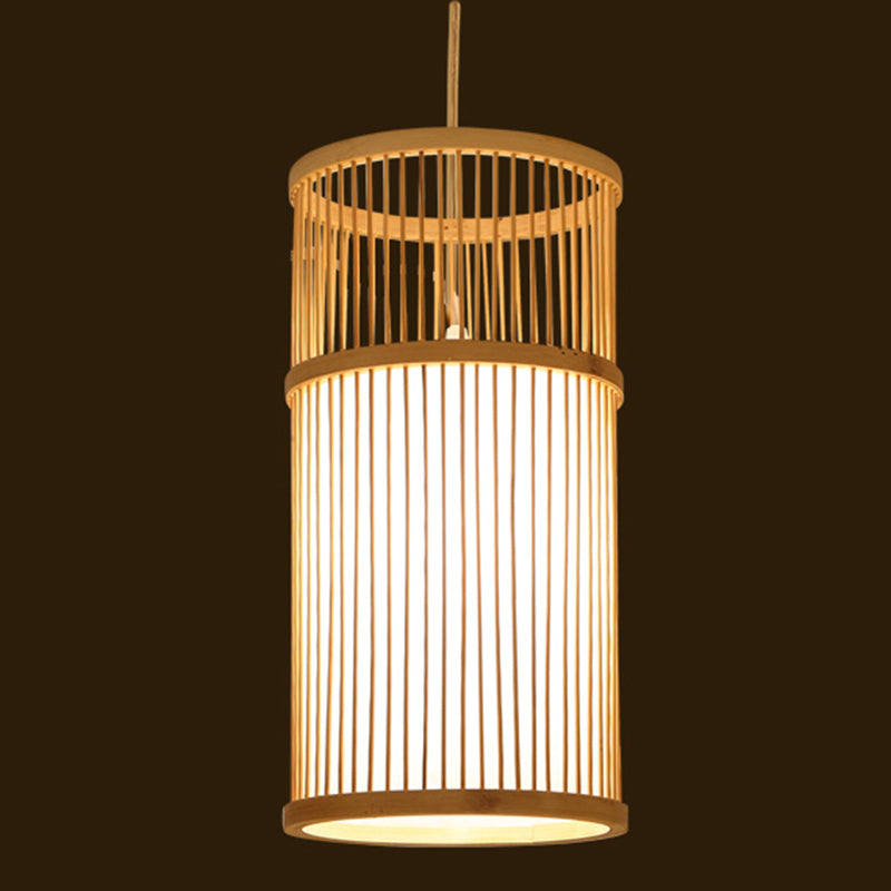 Moderne esthetiek cilindrische suspensie licht houten single-bulb gang hanglamp met hanglamp