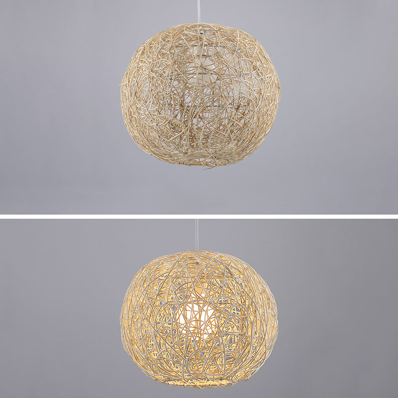 Rattan gewebter Globe Anhänger Einfachheit 1-Licht-Suspension Licht für den Untersuchungsraum