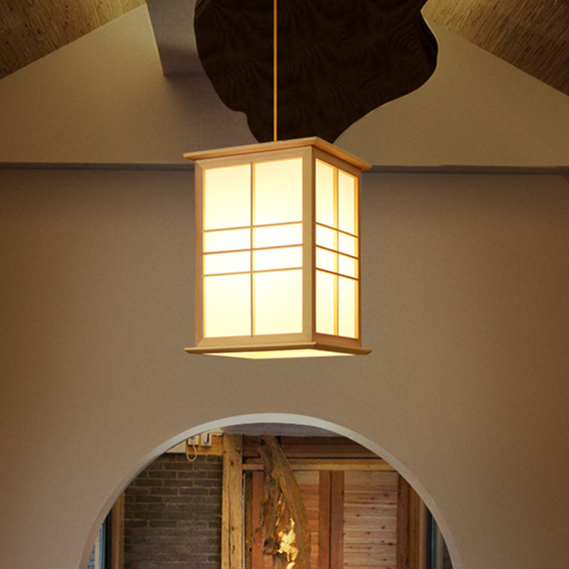 Rechteckige Handelsheime beleuchten japanisches Holz 1-Licht-Restaurant Droplampe