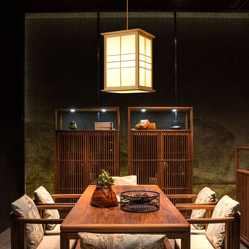 Rechteckige Handelsheime beleuchten japanisches Holz 1-Licht-Restaurant Droplampe