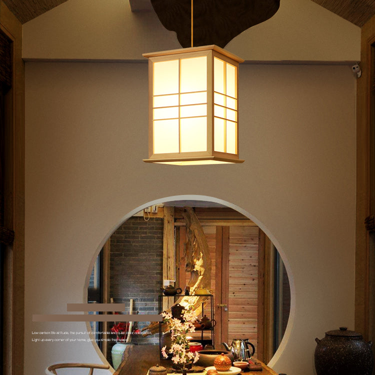 Rechteckige Handelsheime beleuchten japanisches Holz 1-Licht-Restaurant Droplampe