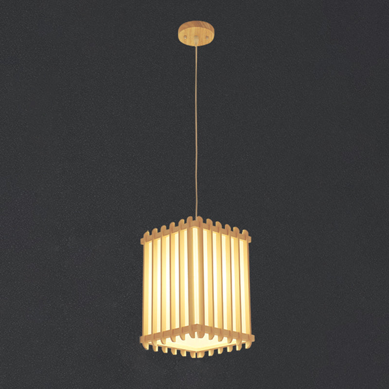 Japanische Laterne Hanglampe Holz 1 Kopf Esszimmer Suspension Licht in Beige