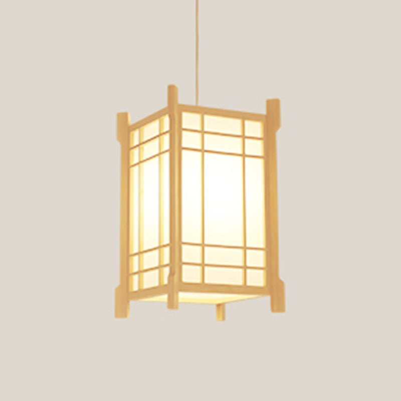Japanische Laterne Hanglampe Holz 1 Kopf Esszimmer Suspension Licht in Beige