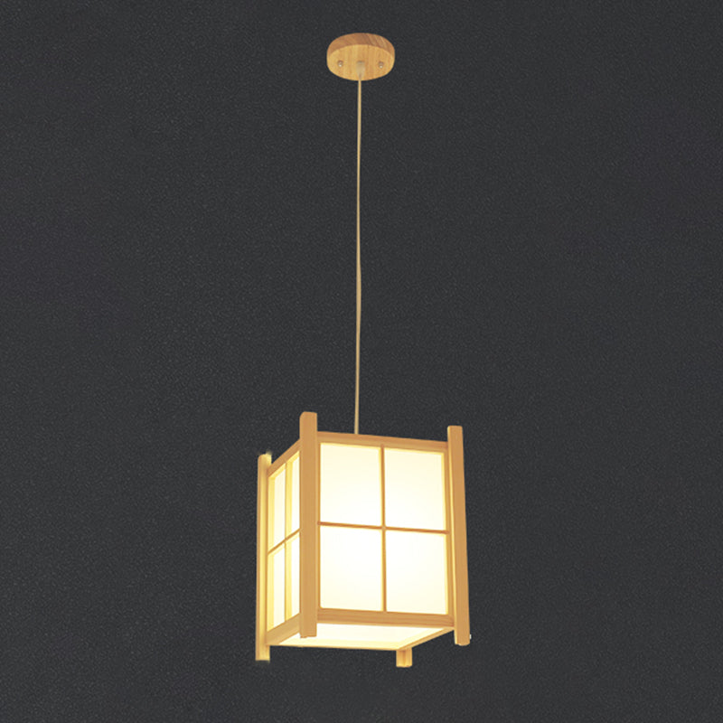 Japanische Laterne Hanglampe Holz 1 Kopf Esszimmer Suspension Licht in Beige