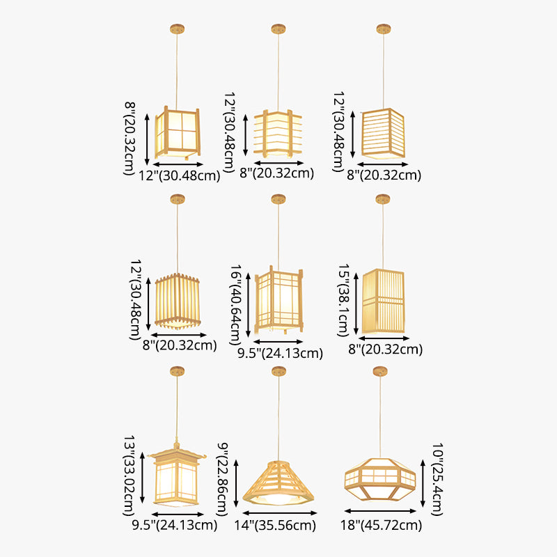 Japanische Laterne Hanglampe Holz 1 Kopf Esszimmer Suspension Licht in Beige