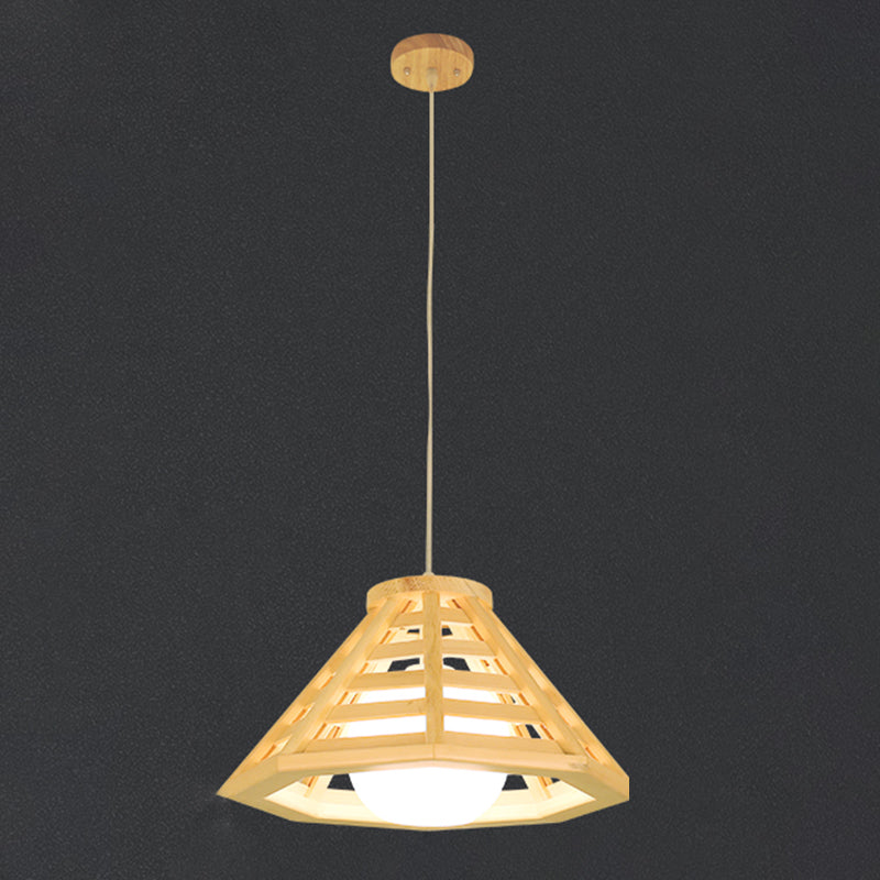 Japanische Laterne Hanglampe Holz 1 Kopf Esszimmer Suspension Licht in Beige