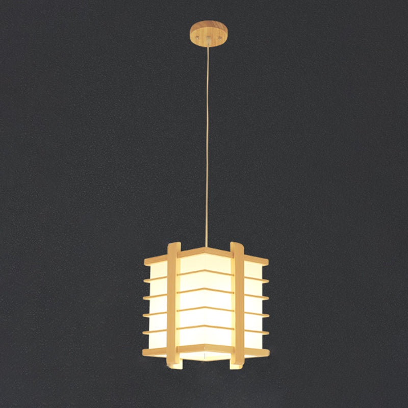 Japanische Laterne Hanglampe Holz 1 Kopf Esszimmer Suspension Licht in Beige