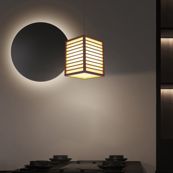 Japanische Laterne Hanglampe Holz 1 Kopf Esszimmer Suspension Licht in Beige