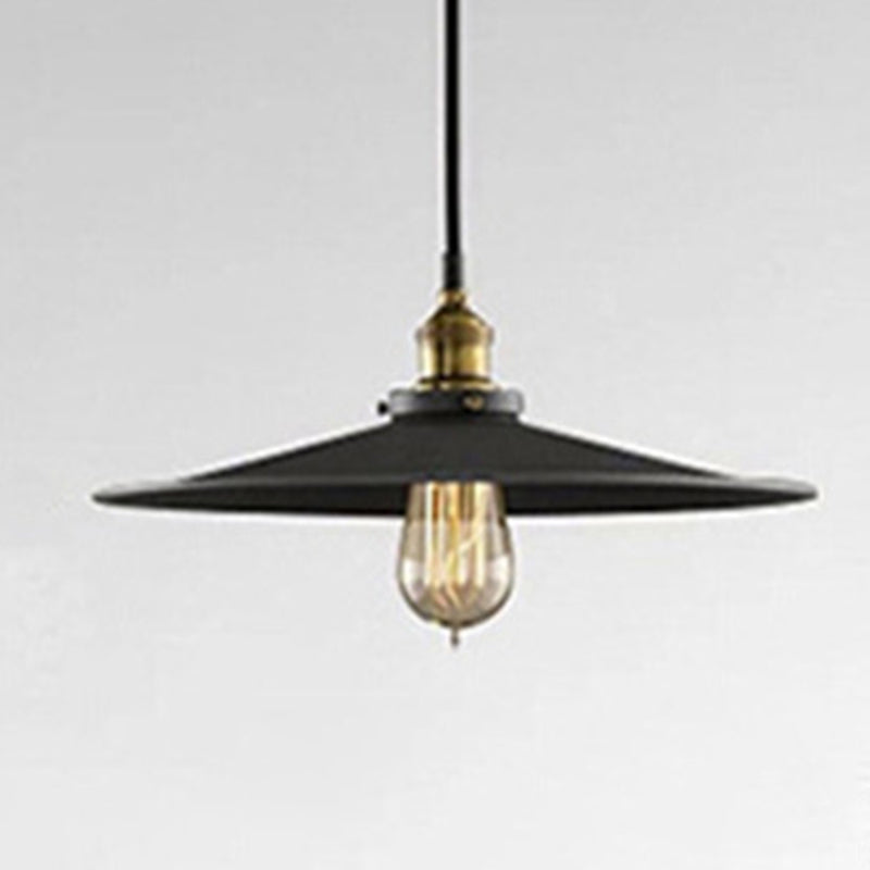 Enkele lamp zwart smeedijzeren hangende lichte kegel schaduw vintage industrie stijl verlichting met koperen lamphouder