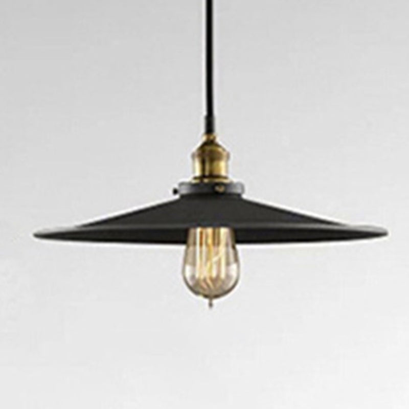 Enkele lamp zwart smeedijzeren hangende lichte kegel schaduw vintage industrie stijl verlichting met koperen lamphouder
