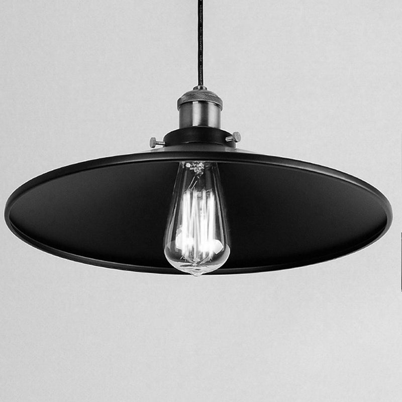 Enkele lamp zwart smeedijzeren hangende lichte kegel schaduw vintage industrie stijl verlichting met koperen lamphouder