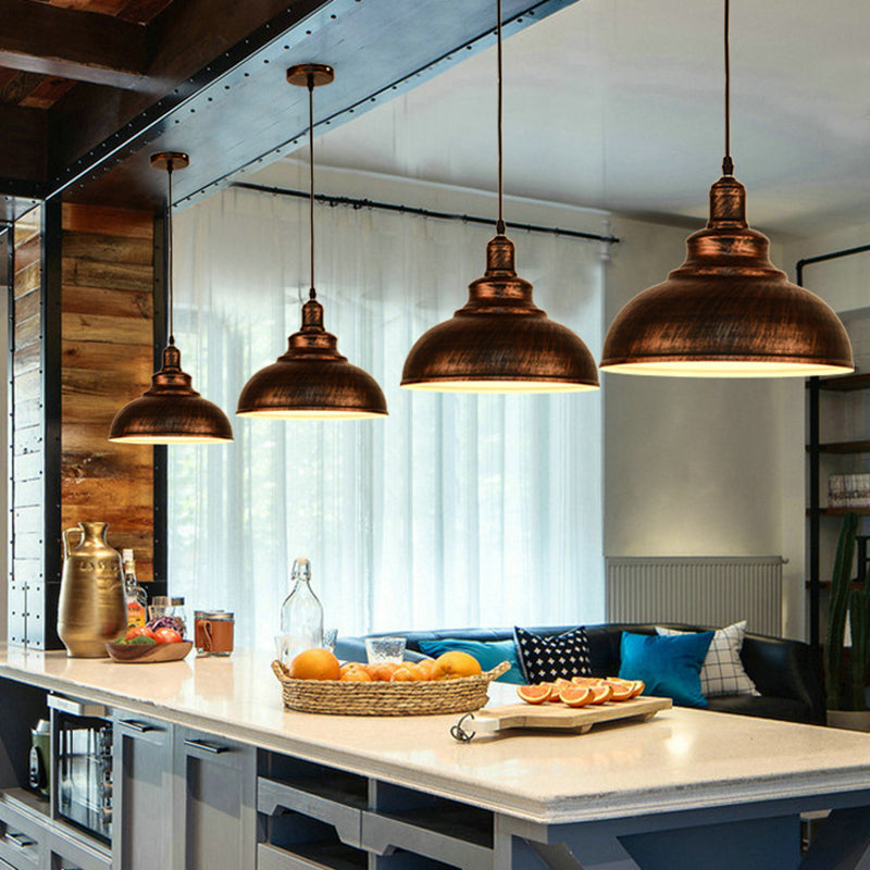 11.8" Wide Dome Hanging Lamp Vintage Industry Style Metal Pendant Light for Bedroom Living Room