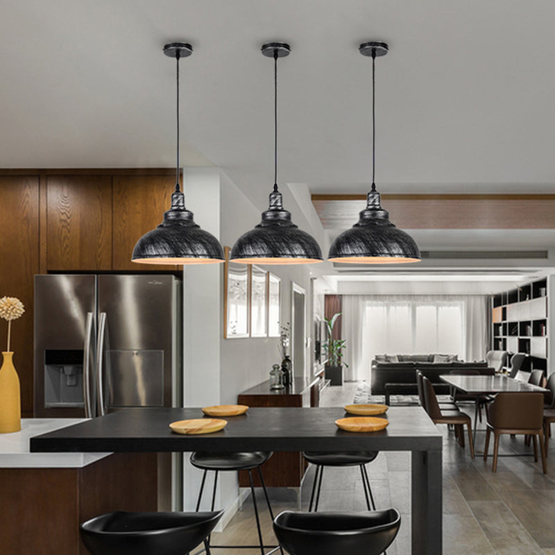 11.8" Wide Dome Hanging Lamp Vintage Industry Style Metal Pendant Light for Bedroom Living Room