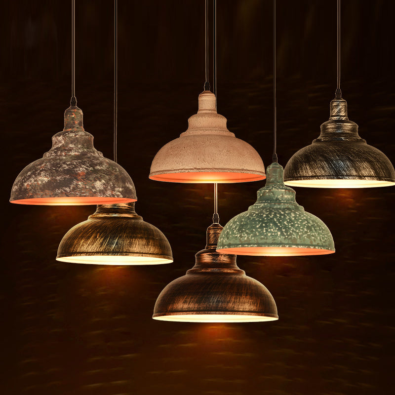 11.8" Wide Dome Hanging Lamp Vintage Industry Style Metal Pendant Light for Bedroom Living Room