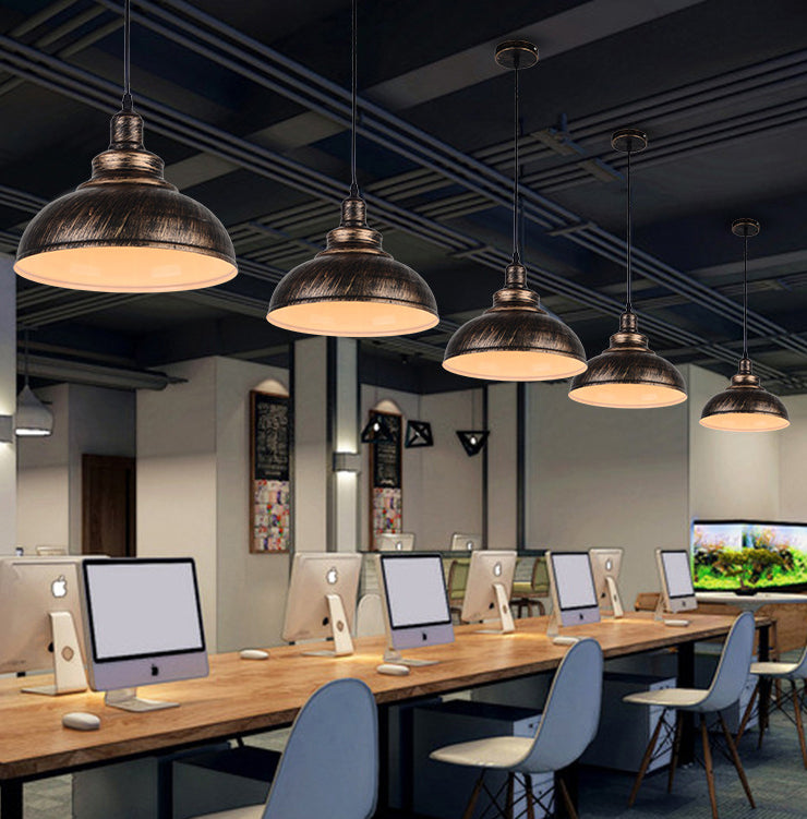 11.8" Wide Dome Hanging Lamp Vintage Industry Style Metal Pendant Light for Bedroom Living Room