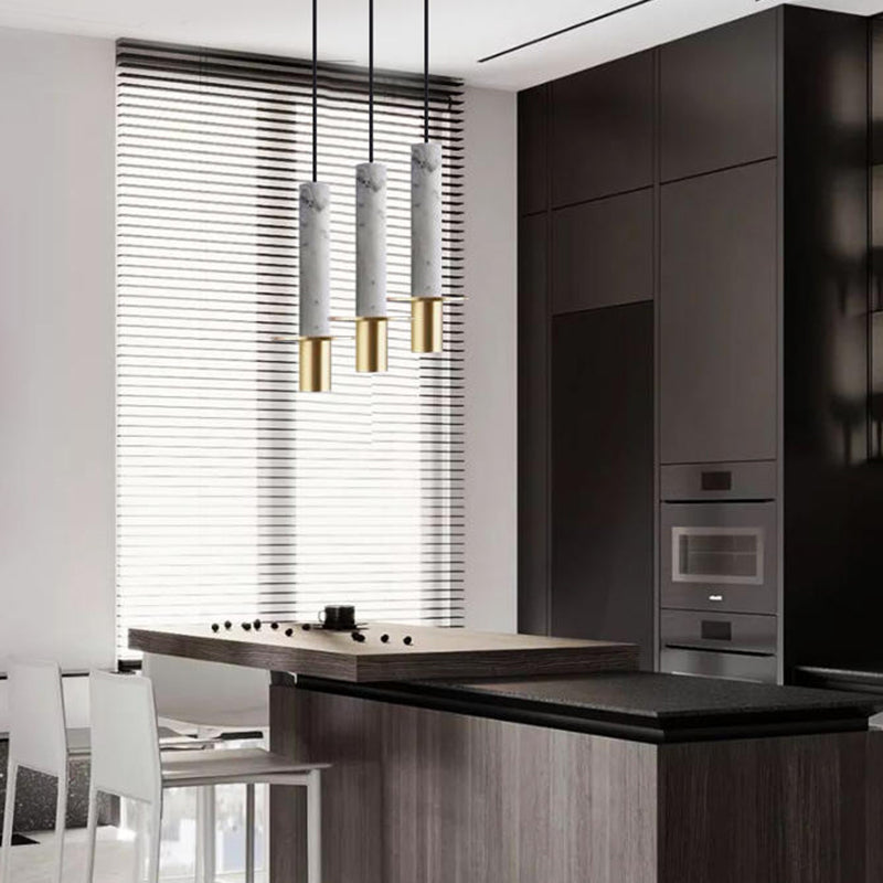 Contemporary Cylinder Pendant Ceiling Light Stone Kitchen Suspension Pendant Light