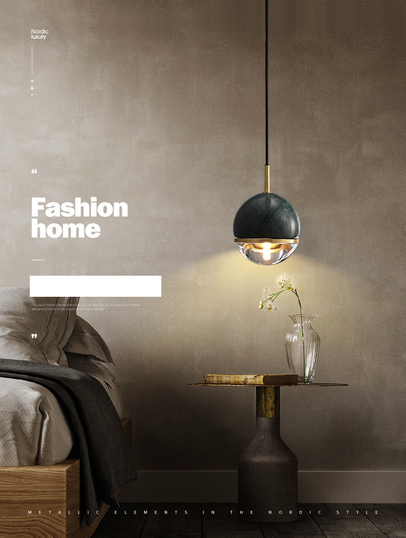 Modern Style Hanging Ceiling Light Global Suspension Pendant Light with Stone Shade