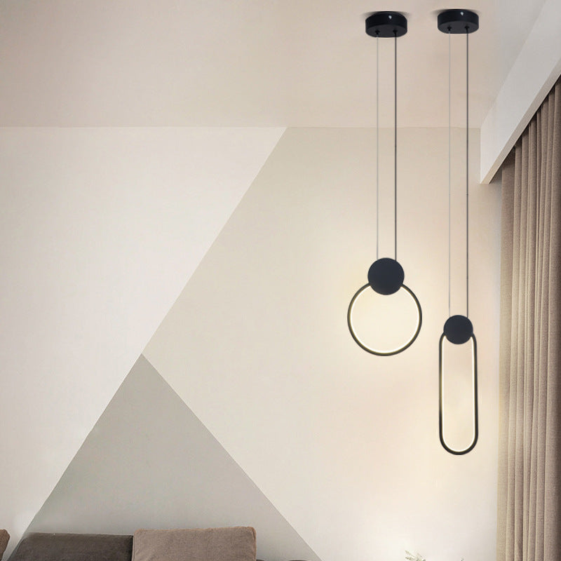 LED Slaapkamer Hanglamp Lichte armatuur eenvoud plafond hanger licht met geometrische metalen schaduw