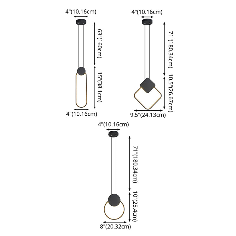 LED Slaapkamer Hanglamp Lichte armatuur eenvoud plafond hanger licht met geometrische metalen schaduw