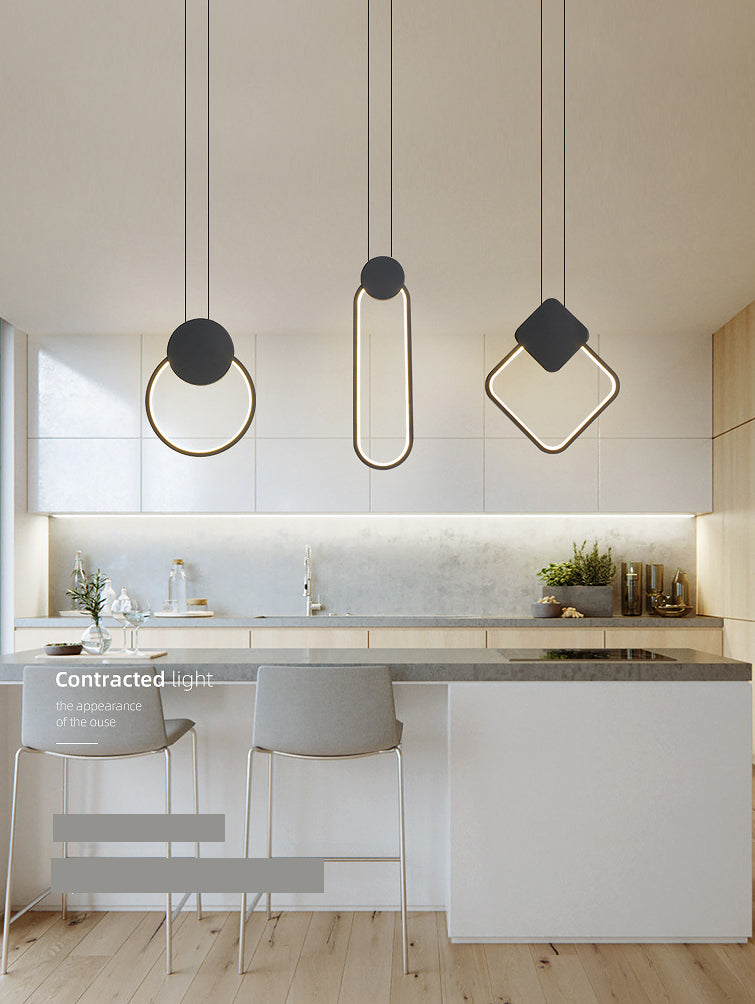 LED Slaapkamer Hanglamp Lichte armatuur eenvoud plafond hanger licht met geometrische metalen schaduw