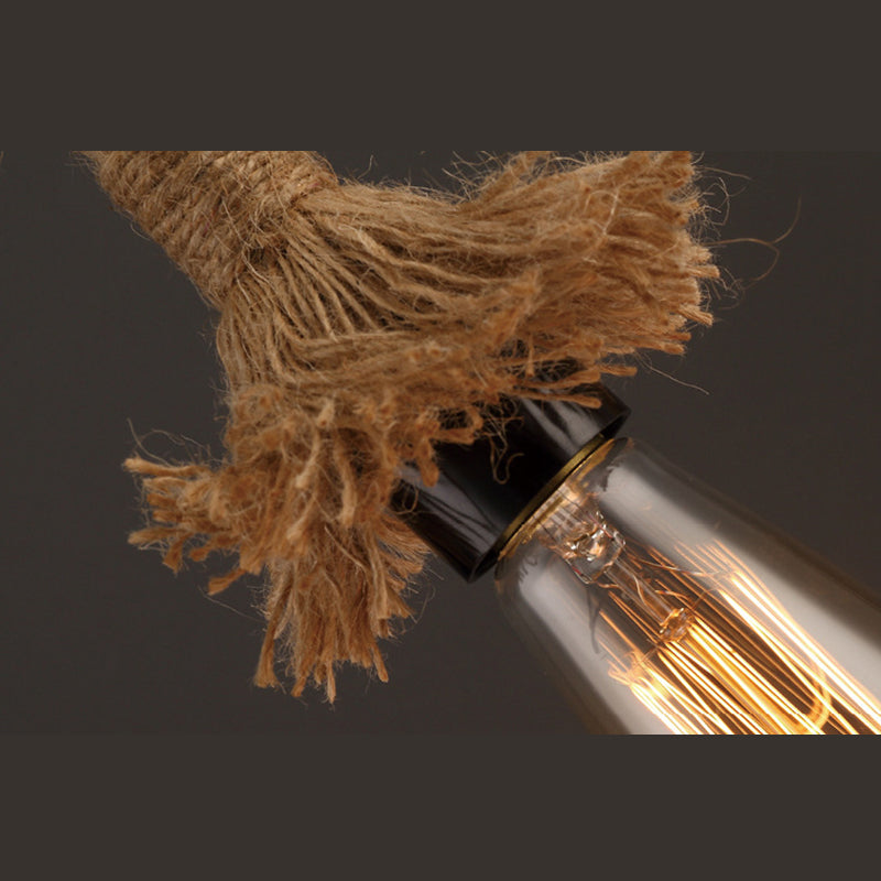 Rope Beige Pendant Lighting Fixture No Bulb Industrial Style Pendant Light Kit for Restaurant