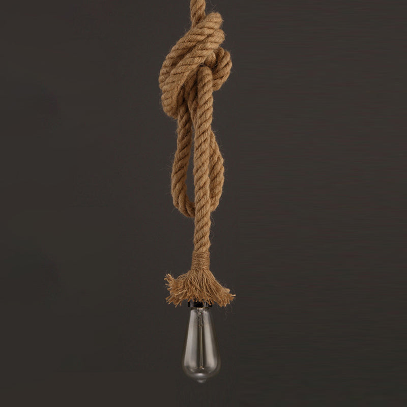 Rope Beige Pendant Lighting Fixture No Bulb Industrial Style Pendant Light Kit for Restaurant