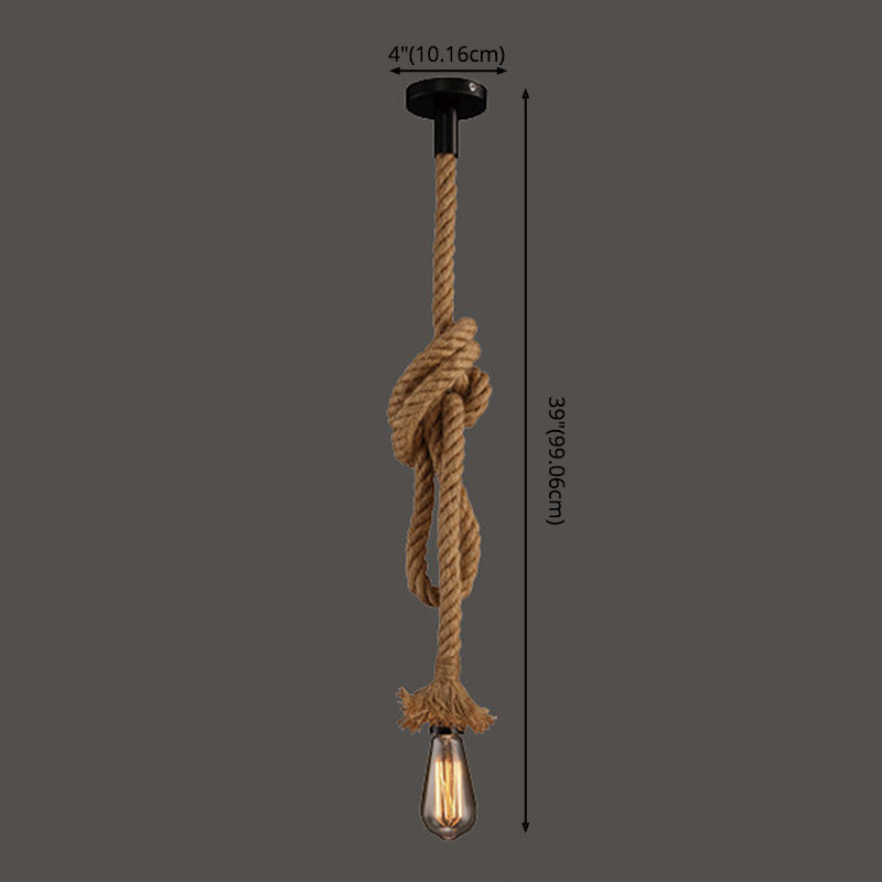 Rope Beige Pendant Lighting Fixture No Bulb Industrial Style Pendant Light Kit for Restaurant
