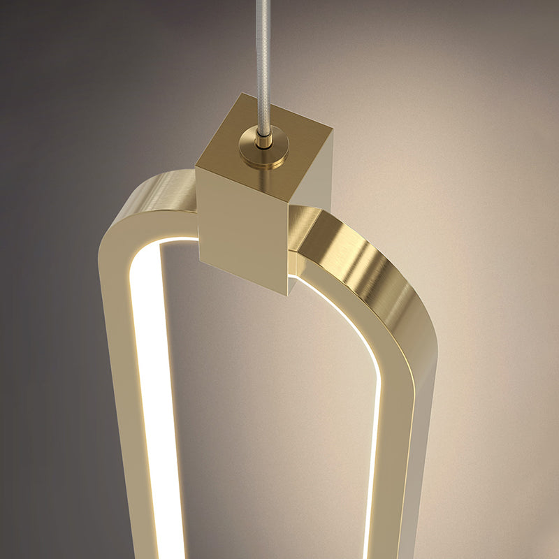 Camera da letto geometrica a sospensione a sospensione Luce in metallo LED minimalista Afferma del soffitto in oro