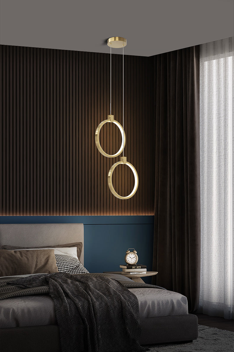 Camera da letto geometrica a sospensione a sospensione Luce in metallo LED minimalista Afferma del soffitto in oro