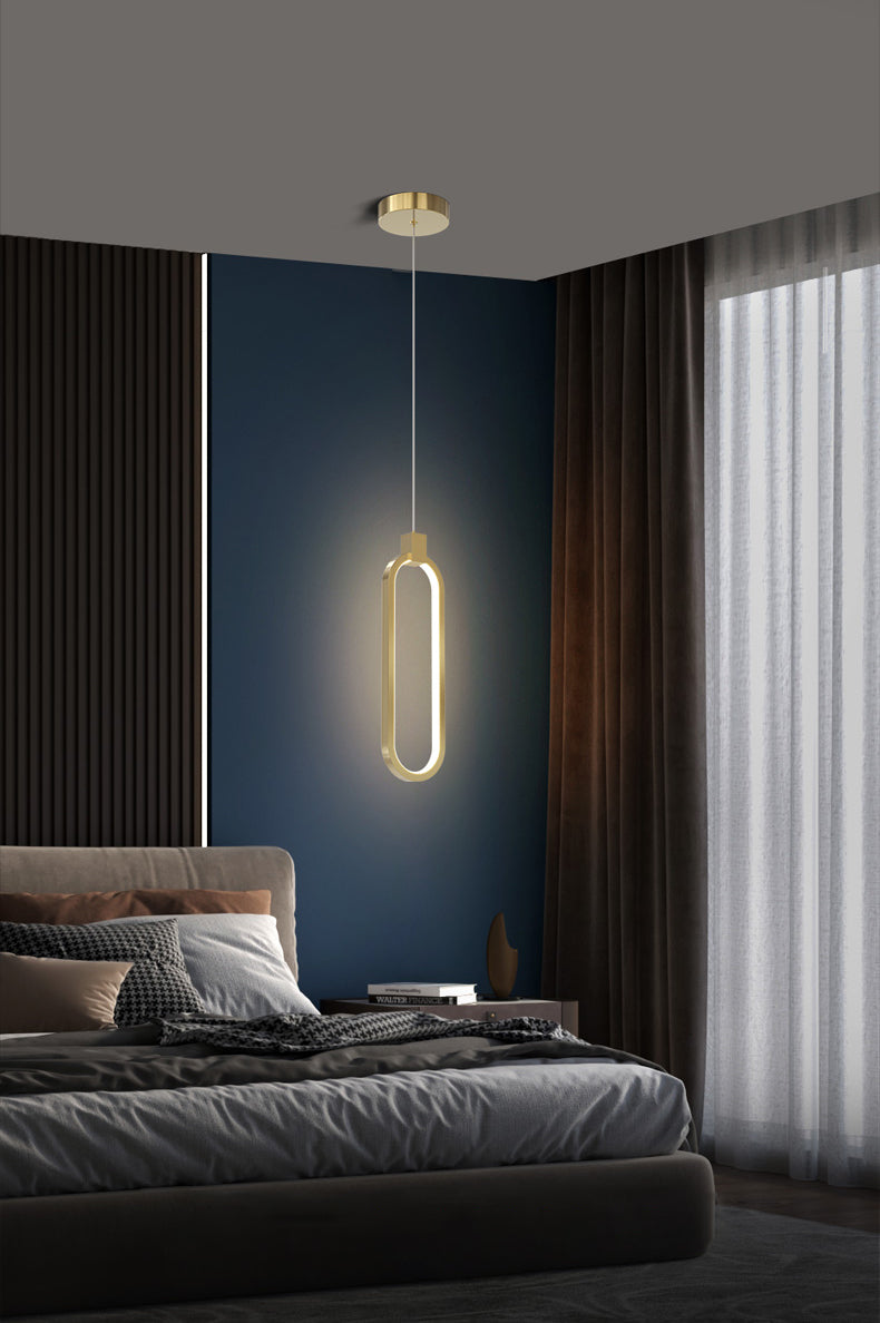 Camera da letto geometrica a sospensione a sospensione Luce in metallo LED minimalista Afferma del soffitto in oro