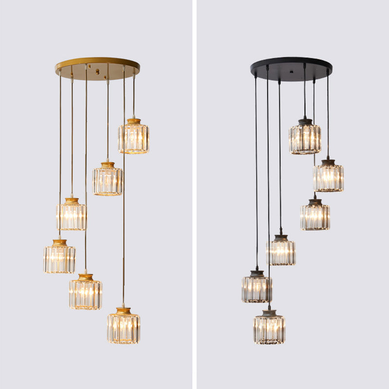 Cilindro colgante de lámparas colgantes colgante de techo de cristal simple moderno para escalera