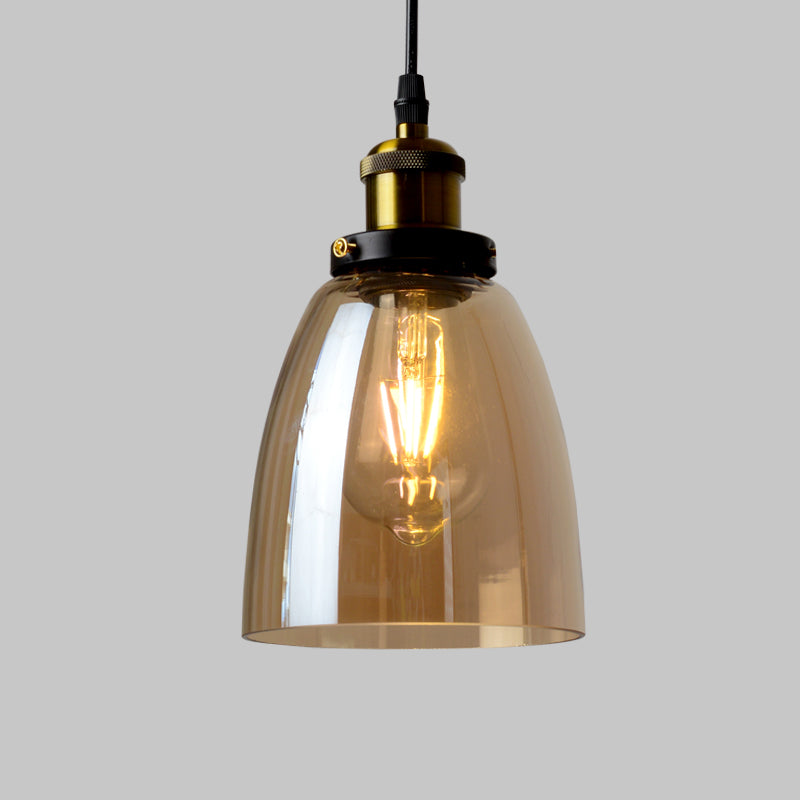 Lucina colgante de sombra de vidrio Estilo industrial Lámpara de caída de comedor de 1 luces en negro