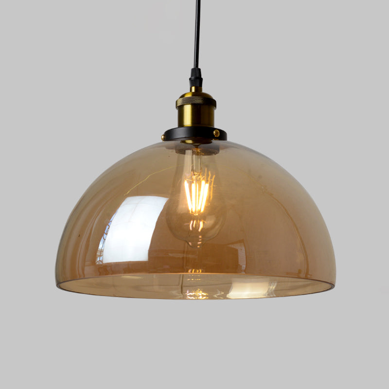 Lucina colgante de sombra de vidrio Estilo industrial Lámpara de caída de comedor de 1 luces en negro