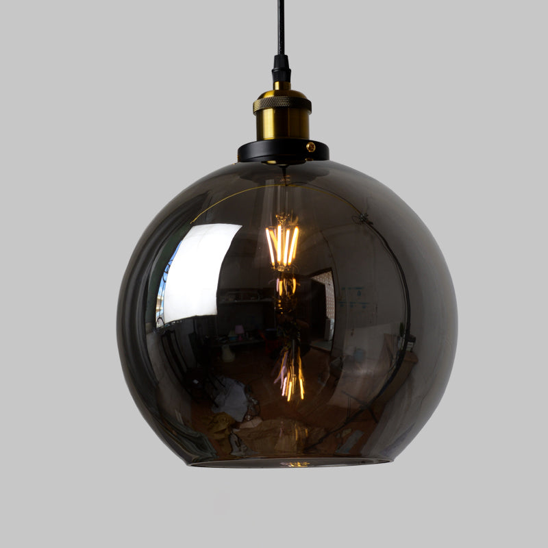 Lucina colgante de sombra de vidrio Estilo industrial Lámpara de caída de comedor de 1 luces en negro