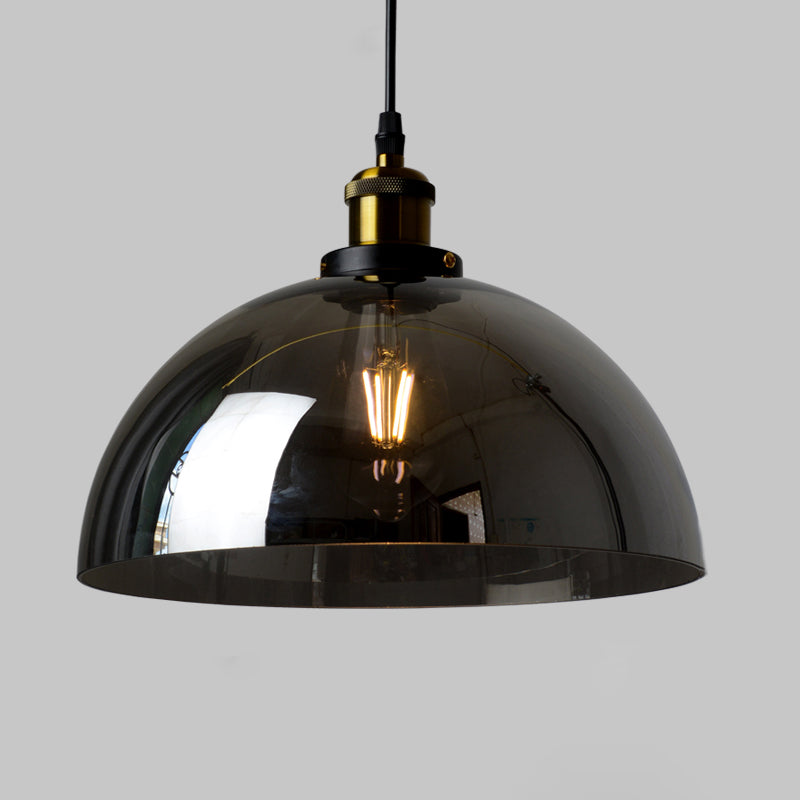 Lucina colgante de sombra de vidrio Estilo industrial Lámpara de caída de comedor de 1 luces en negro