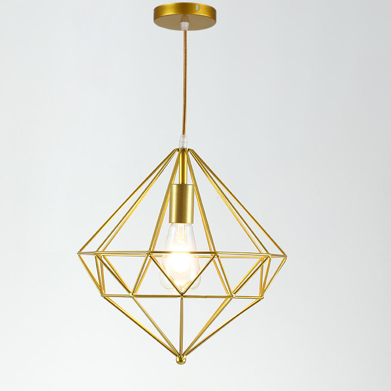 Iron Wire Cage Shade Pendant Lamp Loft Style 1 Head Restaurant Hanging Light Fixture