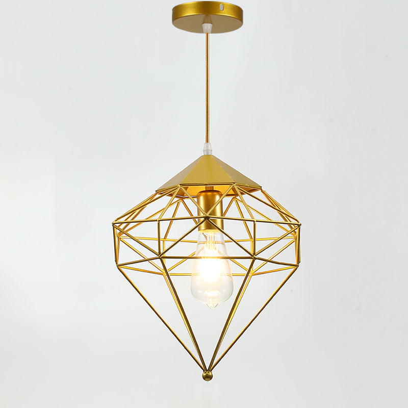 Iron Wire Cage Shade Pendant Lamp Loft Style 1 Head Restaurant Hanging Light Fixture